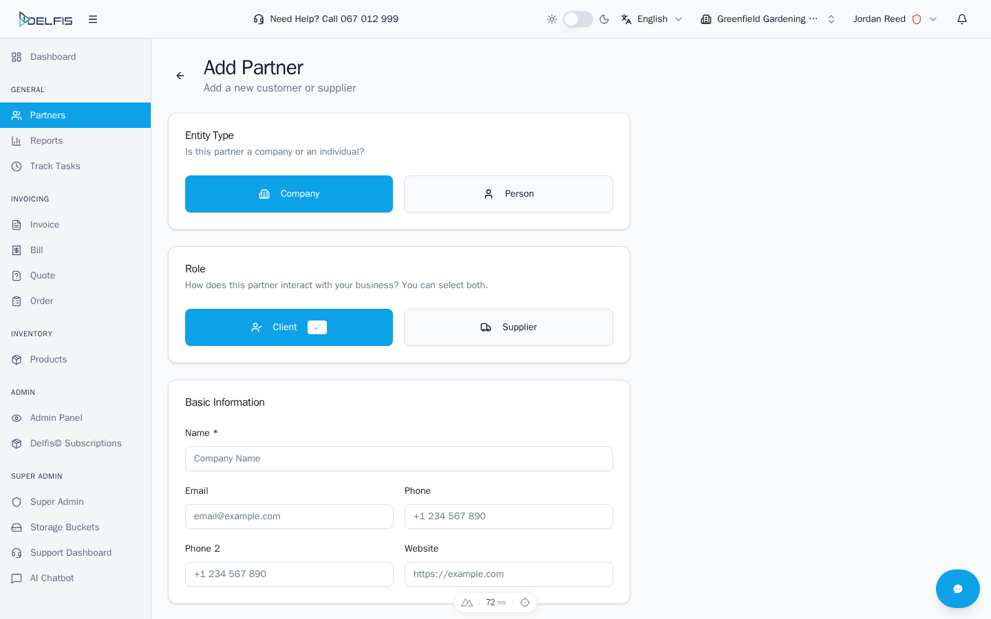 Create Partner Form
